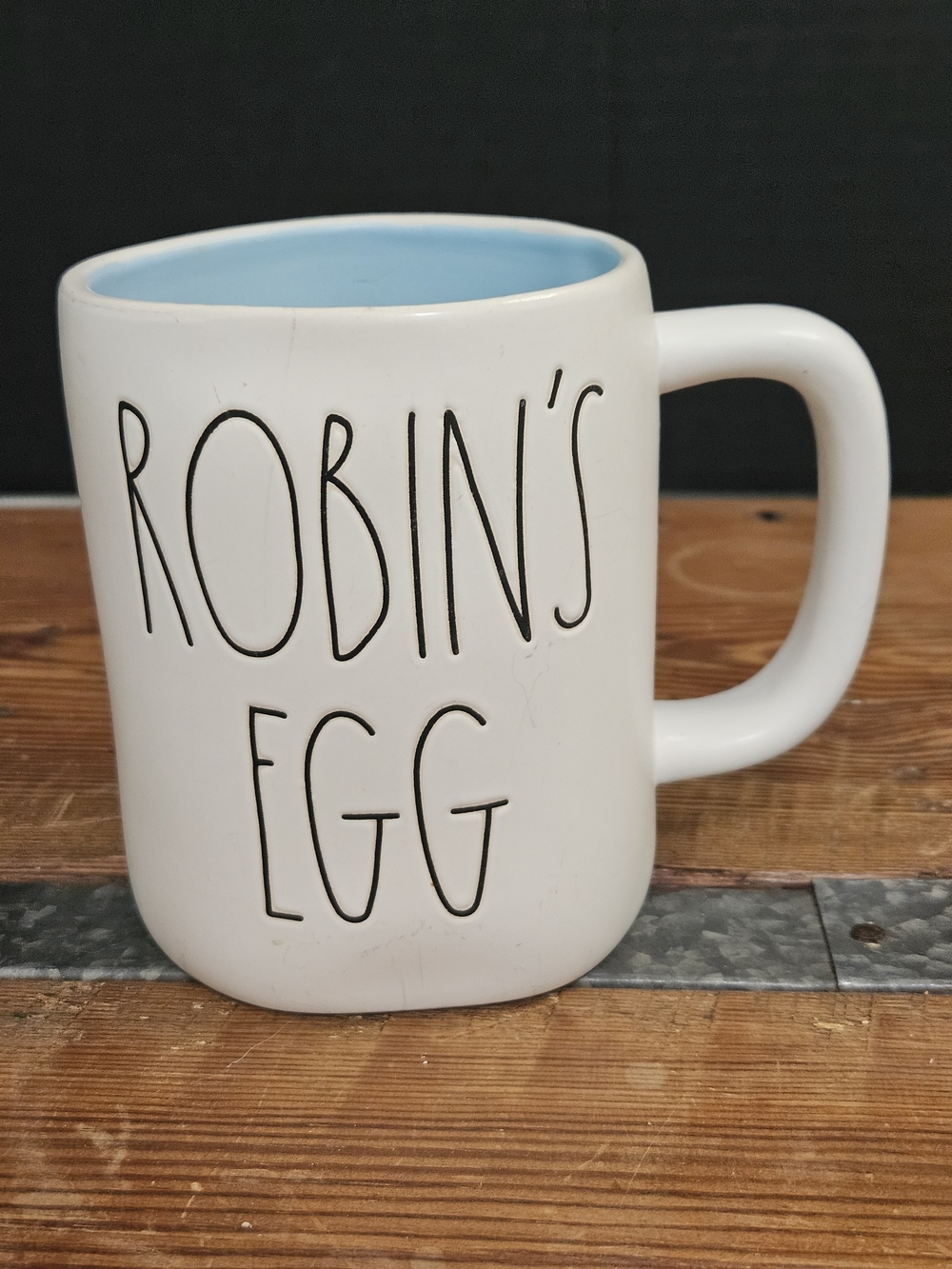 Rae Dunn White Mug with Light Blue Interior - 'ROBIN'S EGG'